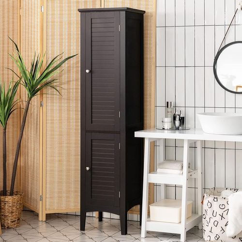 Meuble De Rangement Salle De Bain,colonne Sur Pied Avec Rangement à 5 Niveaux,37x37x160cm,brun