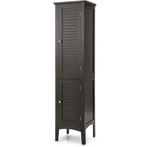 Meuble De Rangement Salle De Bain,colonne Sur Pied Avec Rangement à 5 Niveaux,37x37x160cm,brun
