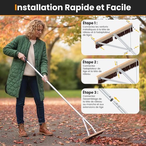 Balai Toiture Exterieur à Feuilles, Brosse De Nettoyage Pour Terrasse Réglable De 165-626 Cm