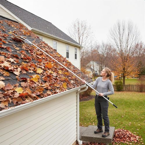 Balai Toiture Exterieur à Feuilles, Brosse De Nettoyage Pour Terrasse Réglable De 165-626 Cm