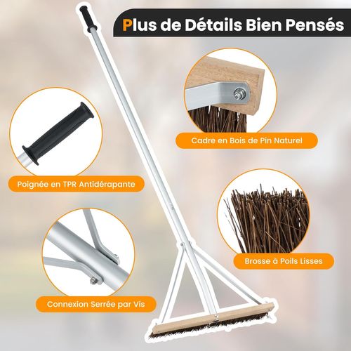 Balai Toiture Exterieur à Feuilles, Brosse De Nettoyage Pour Terrasse Réglable De 165-626 Cm
