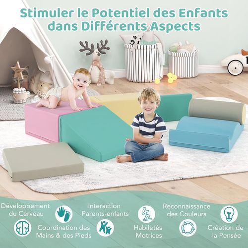 7 PCS Parcours Motricité Bébé en Mousse, Module Motricité avec Fermetures Auto-agrippantes, Jouets Montessori pour Enant 1 an+pour Ramper/Grimper | Leroy Merlin