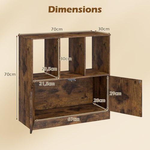 Bibliothèque 3 Cubes, Étagère Sur 2 Niveaux, 2 Placards Bas (marron Rustique)