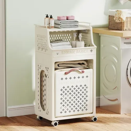 Panier Linge Pliable à Roulettes Verrouillables, Bac Linge Sale Plastique 21l+30l (21l+30l,basic)