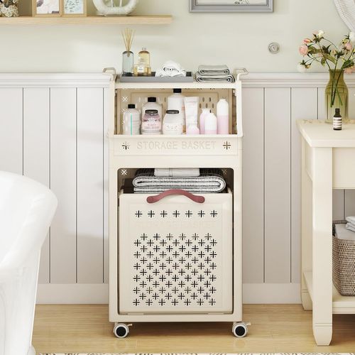 Panier Linge Pliable à Roulettes Verrouillables, Bac Linge Sale Plastique 21l+30l (21l+30l,basic)