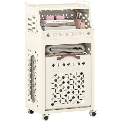 Panier Linge Pliable à Roulettes Verrouillables, Bac Linge Sale Plastique 21l+30l (21l+30l,basic)