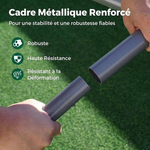 Abri De Voiture 305 X 586 Cm Structure Métallique Bâche Pe, Tente De Garage Avec Fenêtres (gris)