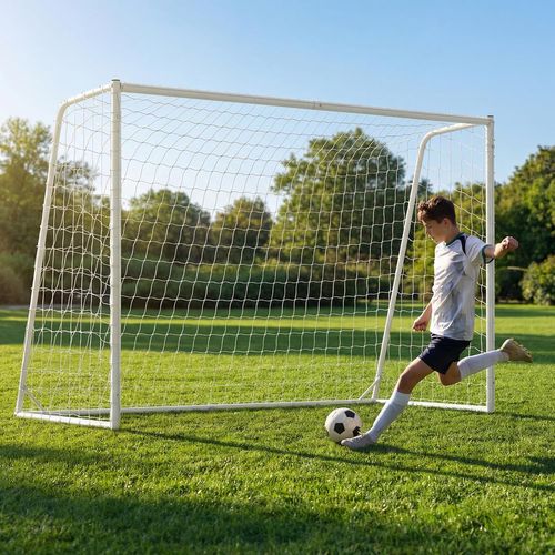 But De Football Exterieur, Cage De Foot Avec Cadre Métallique Robuste, Filet En Pe, Piquets
