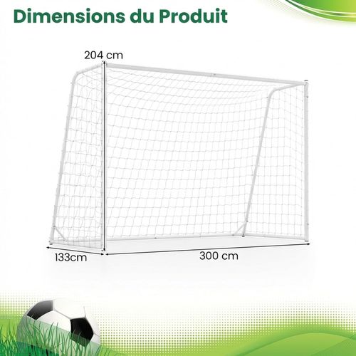 But De Football Exterieur, Cage De Foot Avec Cadre Métallique Robuste, Filet En Pe, Piquets
