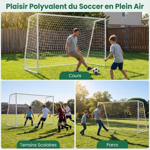 But De Football Exterieur, Cage De Foot Avec Cadre Métallique Robuste, Filet En Pe, Piquets