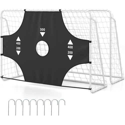But De Football 2 En 1 De 215 X 152 Cm, Cage De Foot Avec Toile Cible Amovible 5 Zones De Cible