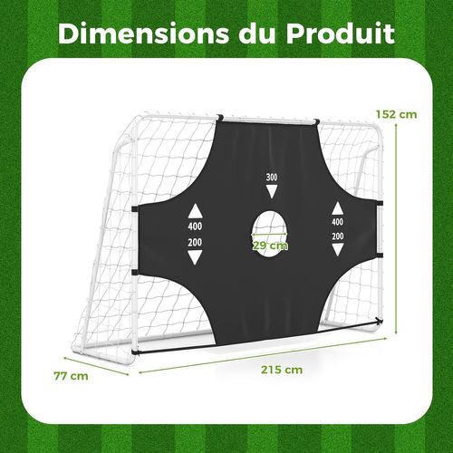 But De Football 2 En 1 De 215 X 152 Cm, Cage De Foot Avec Toile Cible Amovible 5 Zones De Cible
