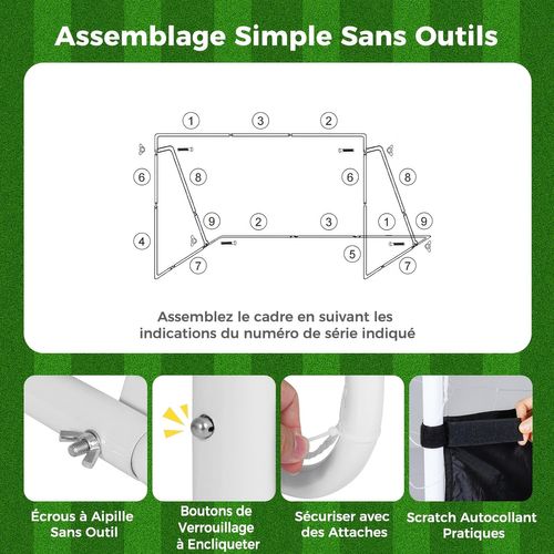 But De Football 2 En 1 De 215 X 152 Cm, Cage De Foot Avec Toile Cible Amovible 5 Zones De Cible