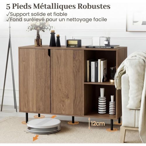 Buffet Cuisine, Armoire Cuisine Bois 2 Portes, Commode Blanc 2 Compartiments (naturel)