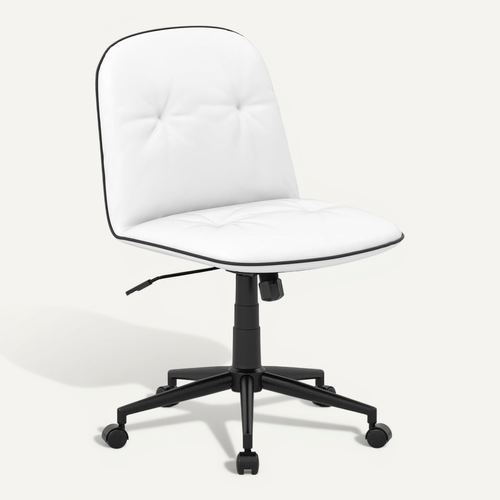 Chaise De Bureau Sans Accoudoirs, Fauteuil De Bureau Pivotante, Hauteur Réglable(blanc)