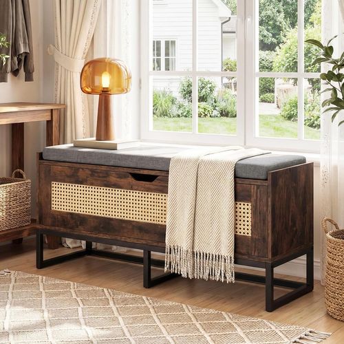 Banc De Rangement En Rotin 100 Cm, Banc Chaussures, Charge 200 Kg, 100 X 35 X 44 Cm (industriel)
