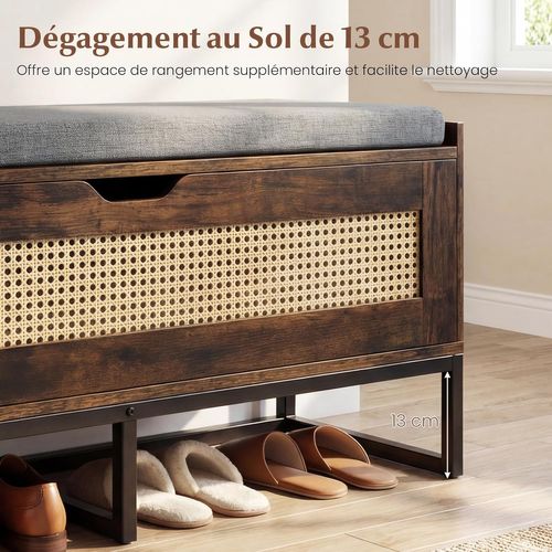 Banc De Rangement En Rotin 100 Cm, Banc Chaussures, Charge 200 Kg, 100 X 35 X 44 Cm (industriel)