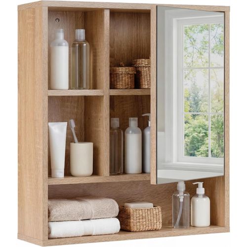 Armoire Murale Salle De Bain Avec Miroir, 55 X 61 Cm, Armoire De Toilette (naturel)