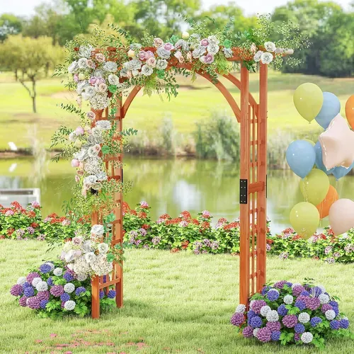 Arche De Jardin En Bois Pour Plantes Grimpantes, Arceau à Rosiers En Treillis 160x60x217cm (naturel)