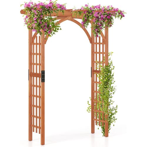 Arche De Jardin En Bois Pour Plantes Grimpantes, Arceau à Rosiers En Treillis 160x60x217cm (naturel)