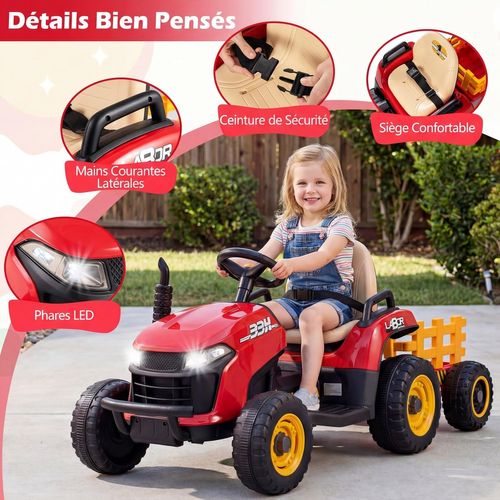 Costway – Voiture électrique 2 places enfant 12V – Télécommande 2,4 G – Camion à benne basculante – Vitesse 3-8 km/h – Charge 50 kg – 3-8 ans – Bleu