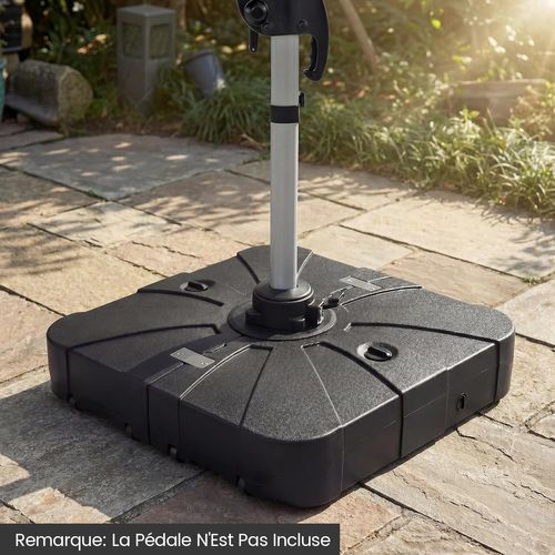 Pied De Parasol Déporté Avec Roulettes, Support Parasol En Hdpe (84 X 84 X 20 Cm)