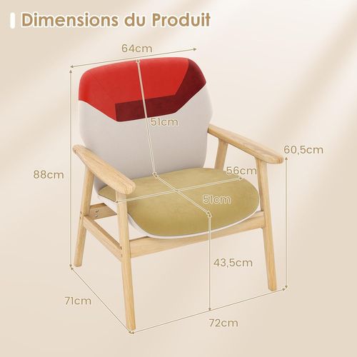 Fauteuil D'appoint Moderne, Chaise Rembourrée Avec Dossier Spacieux, Coussin D'assise En Mousse
