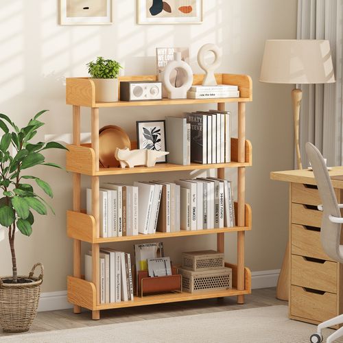 Etagère à 4 Niveaux, Etagère Rangement Sur Pied En Bois De Pin (80 X 24 X 102 Cm)