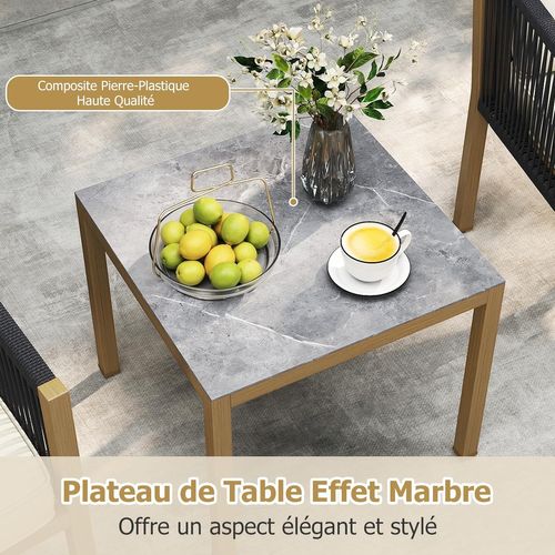 Salon De Jardin 3 Pièces, Ensemble De 2 Fauteuils D'extérieur En Corde Tressée Avec Coussins, Beige