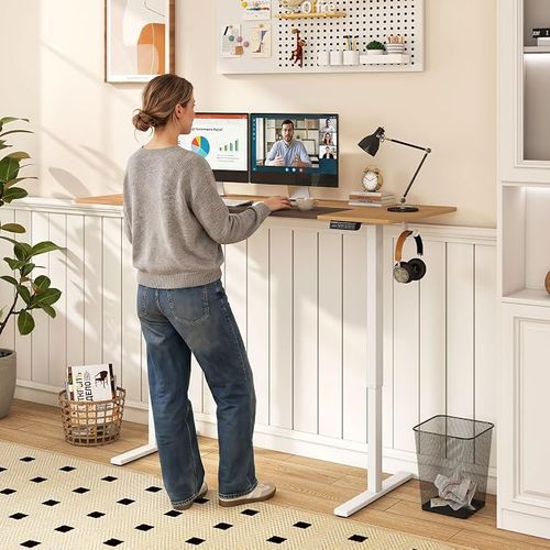 Bureau Assis-debout Électrique ，160x60x（72-118）cm，Avec Mémoire, écran LED, Charge 90kg, Naturel