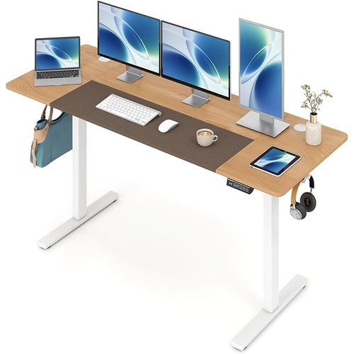 Bureau Assis-debout Électrique ，160x60x（72-118）cm，Avec Mémoire, écran LED, Charge 90kg, Naturel