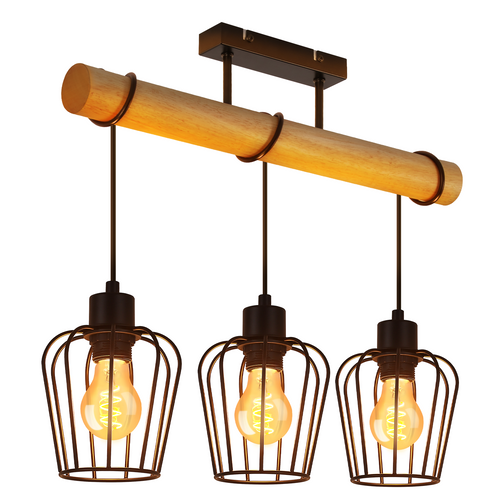Plafonnier Noir Salon Vintage Bois E27 Plafonnier Industriel Métal