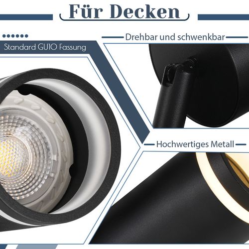 Spot De Plafond 4 Flammes Noir Lampe De Plafond Métal Gu10 Pour Chambre Couloir