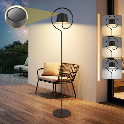 Lampadaire LED Solaire d'extérieur Noir lampadaire salon Tactile à Intensité Pour Chambre