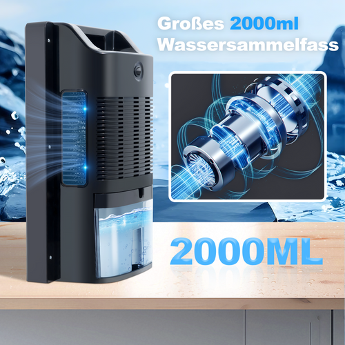 Déshumidificateur 2000 Ml Avec Télécommande, Minuterie 24 H, Nettoyage Uv Et Mode Veille (noir)