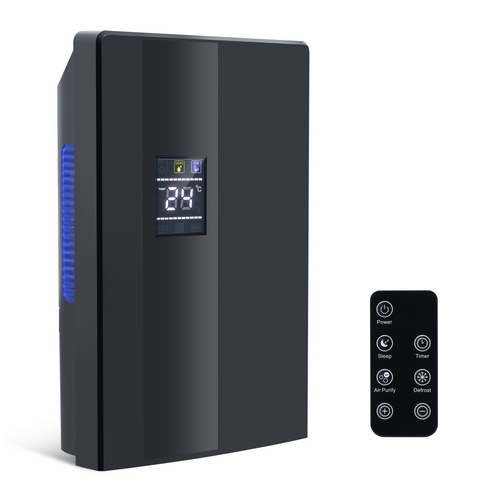 Déshumidificateur 2000 Ml Avec Télécommande, Minuterie 24 H, Nettoyage Uv Et Mode Veille (noir)
