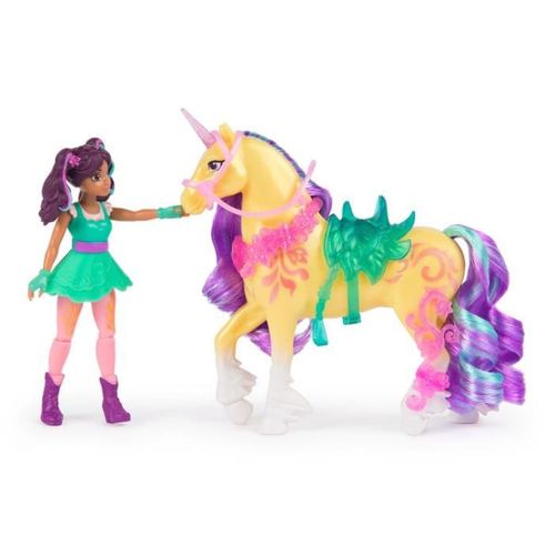 Set Poupée Ava Et Licorne Leaf - 5 Accessoires, Crinière Brossable
