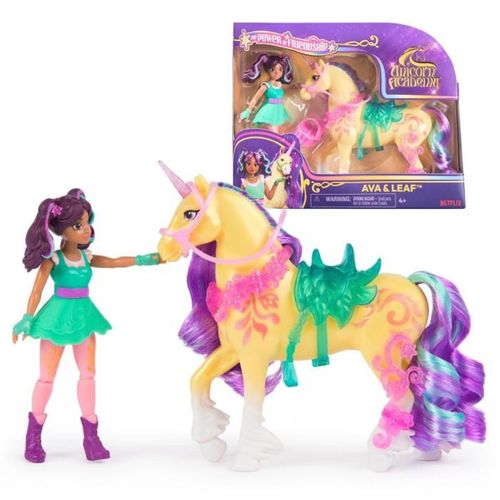 Set Poupée Ava Et Licorne Leaf - 5 Accessoires, Crinière Brossable