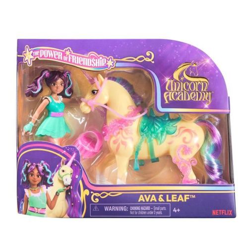 Set Poupée Ava Et Licorne Leaf - 5 Accessoires, Crinière Brossable