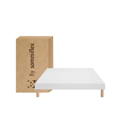 Sommier Tapissier Blanc 140x190 Cm - Fabrication Française Artisanale - Pieds s - Hauteur Avec