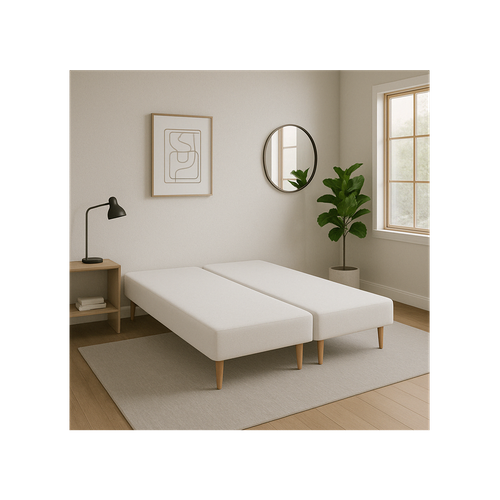 Sommier Tapissier Blanc 100x200x2 (200x200) - Fabrication Française Artisanale - Pieds s - Hau