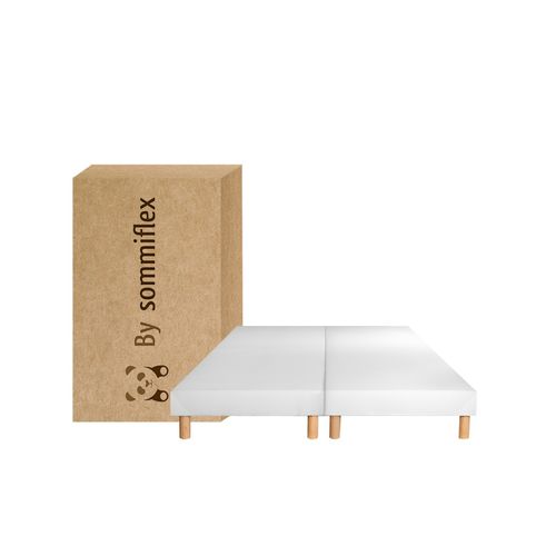 Sommier Tapissier Blanc 100x200x2 (200x200) - Fabrication Française Artisanale - Pieds s - Hau