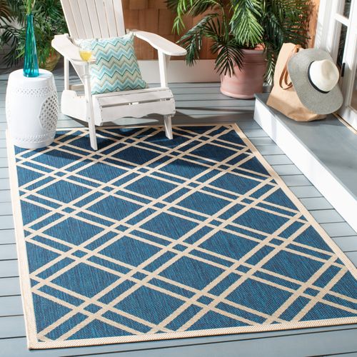 Tapis Cour 201 X 290 Cm Treillis Thalia Bleu