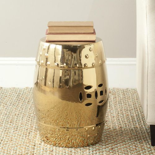 Tabouret De Jardin Denise Doré Ceramique 33 X 33 X 46 Cm