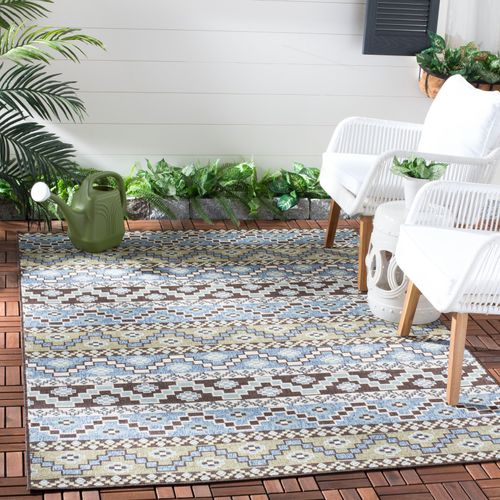 Tapis Véranda 201 X 290 Cm Audacieux Et Lumineux Una Bleu