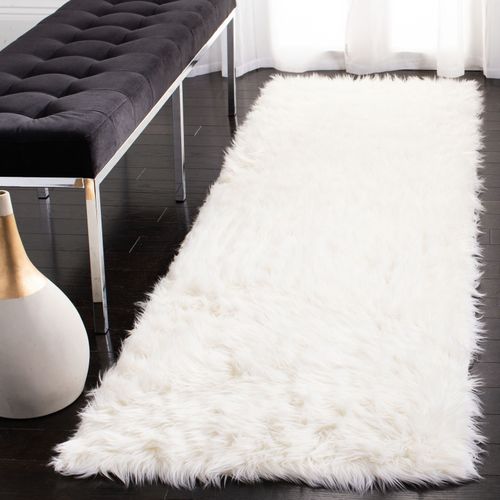 Tapis Fausse Fourrure 76 X 244 Cm Faux Peau De Mouton Harper Beige