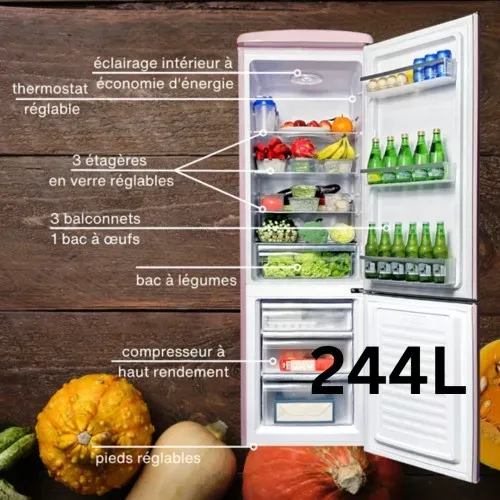 Réfrigérateur Congélateur Retro Ljco250black 244litres Noire