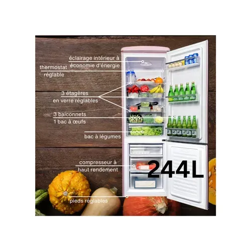 Réfrigérateur Congélateur Retro Ljco250bordeaux 244litres Bordeaux