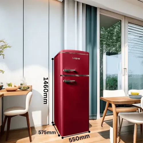 Réfrigérateur Congélateur 2 Portes Retro Arzy Ljdd206bordeaux 206 Litres Bordeaux