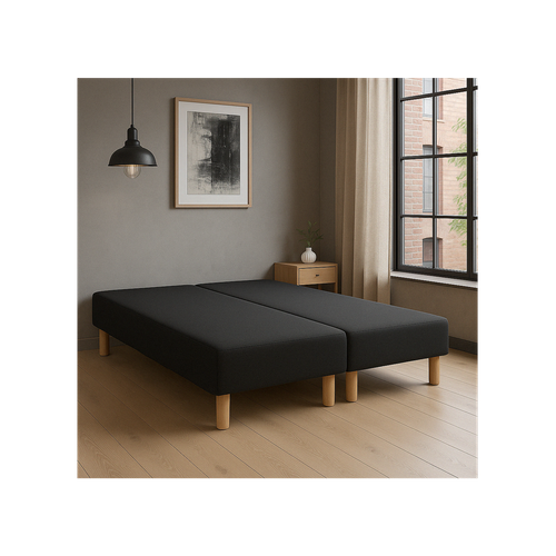 Sommier Tapissier Noir 100x200 X2 200x200- Fabrication Française Artisanale